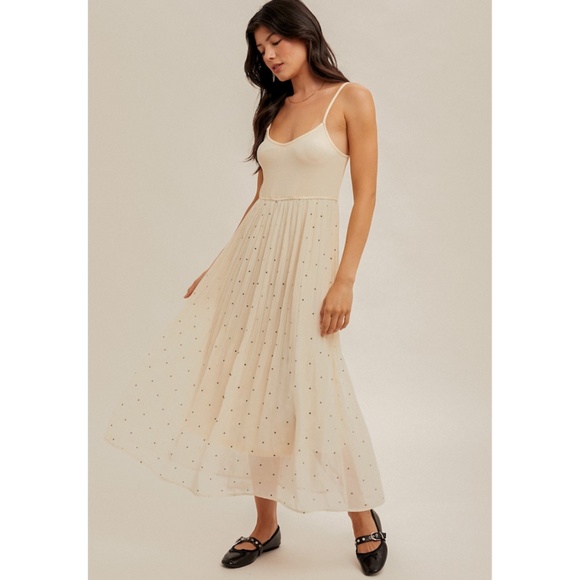 🌟 “The Rose" Ivory Polka Dot Dress - Picture 1 of 2